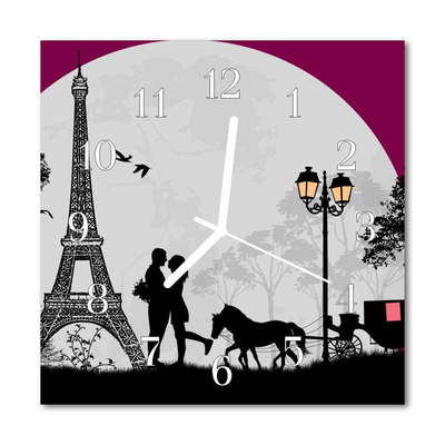 Horloge murale en verre Amour parisien