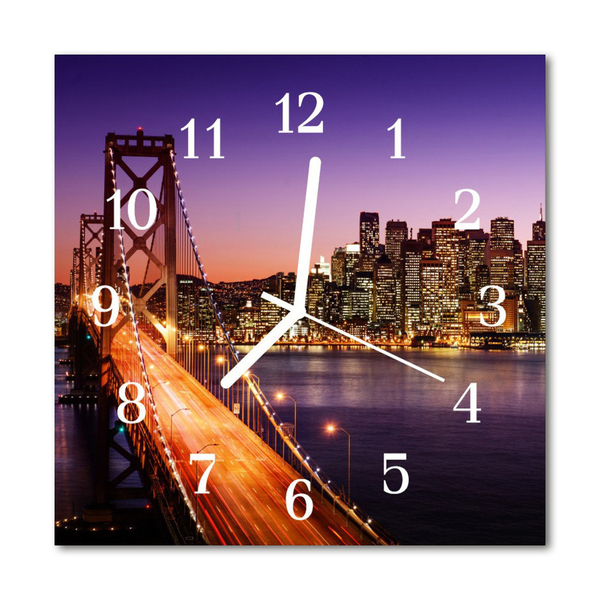Horloge murale en verre Ville pont