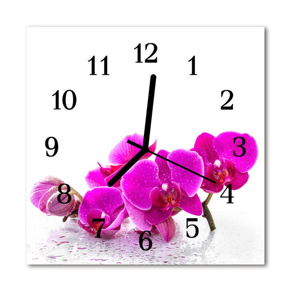 Horloge murale en verre Orchidée