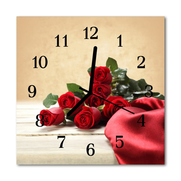 Horloge murale en verre Roses