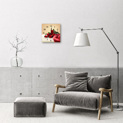 Horloge murale en verre Roses