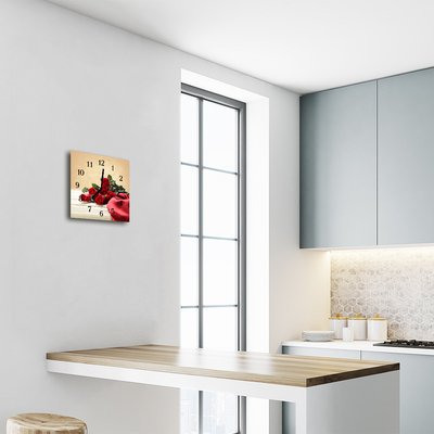 Horloge murale en verre Roses