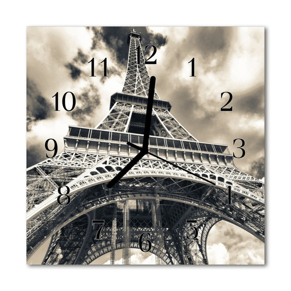 Horloge murale en verre Tour eiffel