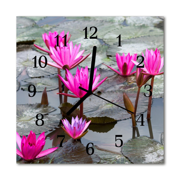 Horloge murale en verre Nénuphars