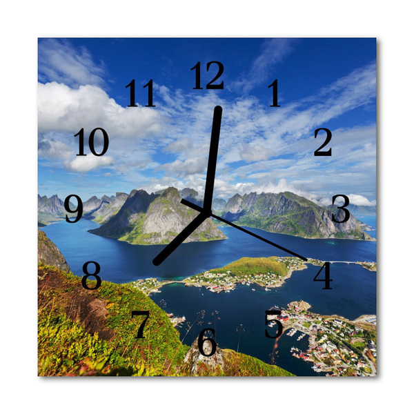 Horloge murale en verre Montagnes
