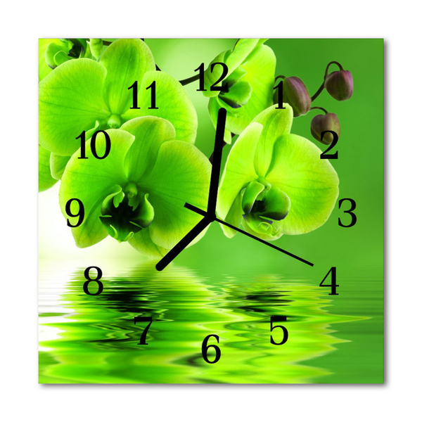 Horloge murale en verre Orchidée