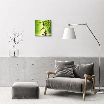 Horloge murale en verre Pierres bambou