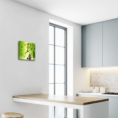 Horloge murale en verre Pierres bambou