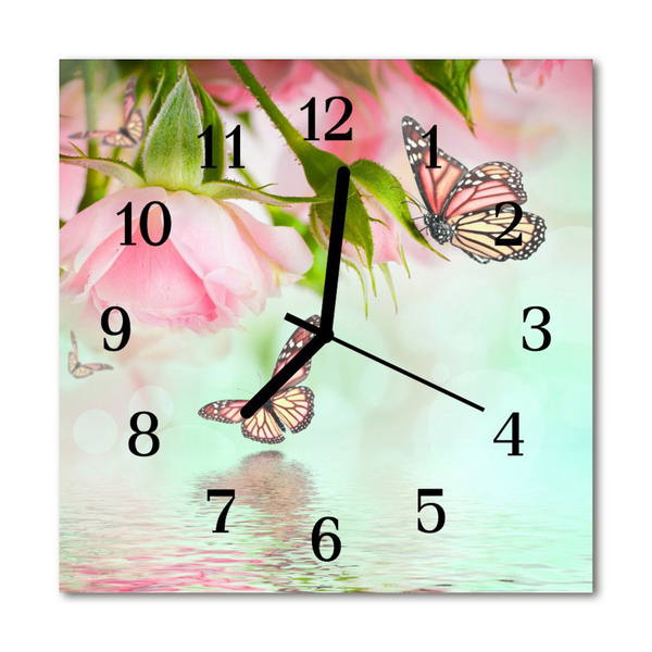Horloge murale en verre Papillons