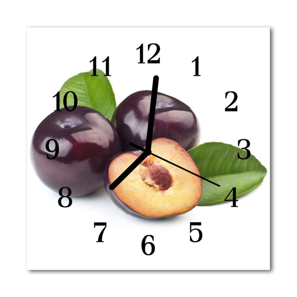 Horloge murale en verre Prunes