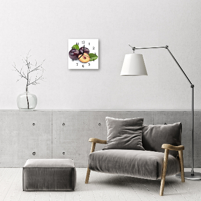 Horloge murale en verre Prunes