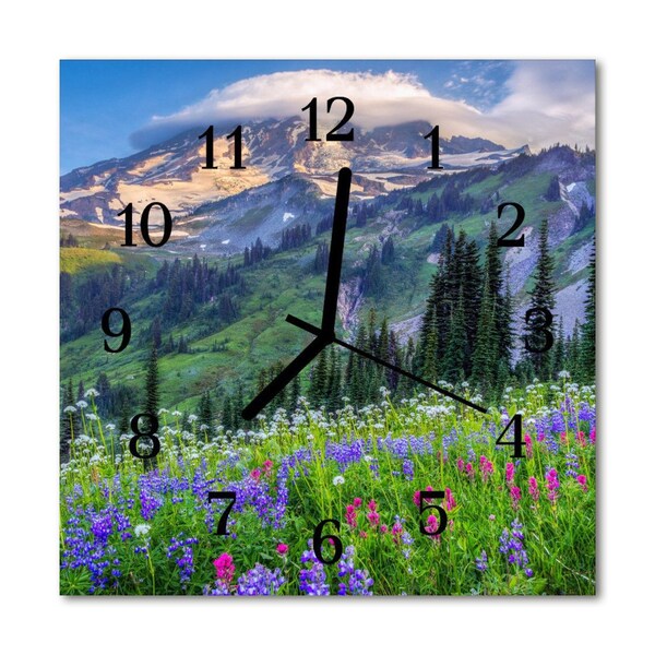 Horloge murale en verre Montagne de prairie