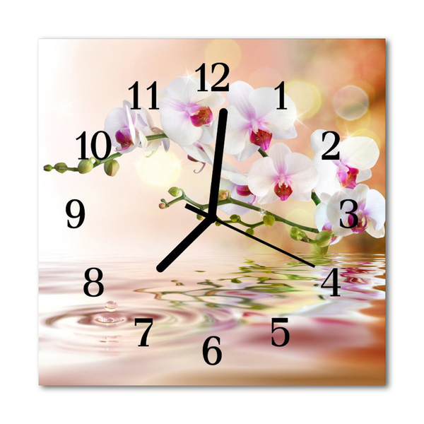 Horloge murale en verre Orchidée