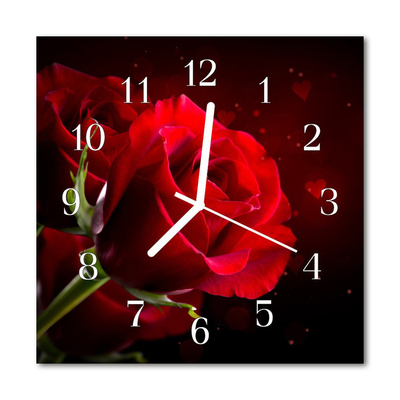 Horloge murale en verre Roses