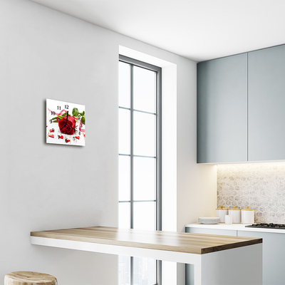 Horloge murale en verre Rose