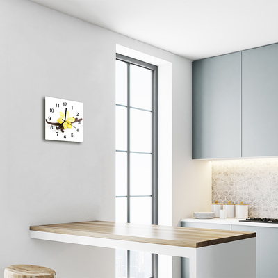 Horloge murale en verre Orchidée vanille
