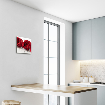 Horloge murale en verre Fleurs