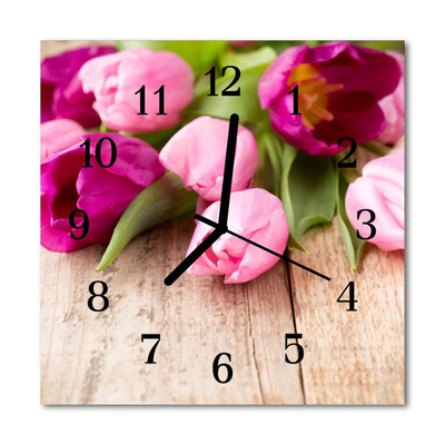 Horloge murale en verre Tulipes