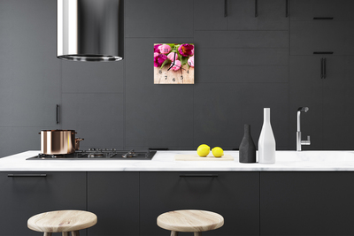 Horloge murale en verre Tulipes