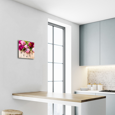 Horloge murale en verre Tulipes