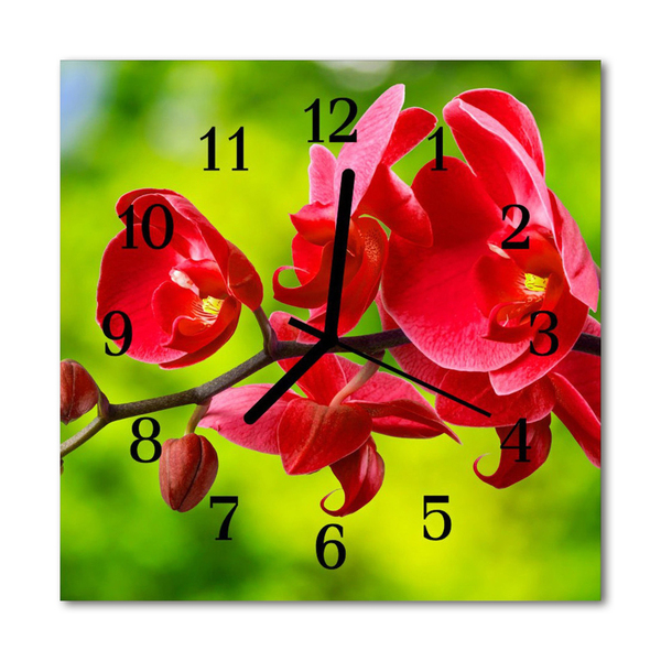 Horloge murale en verre Orchidée