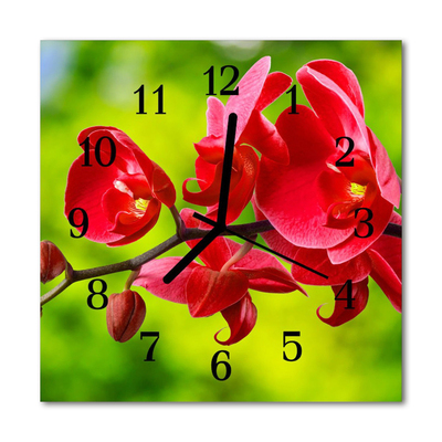 Horloge murale en verre Orchidée