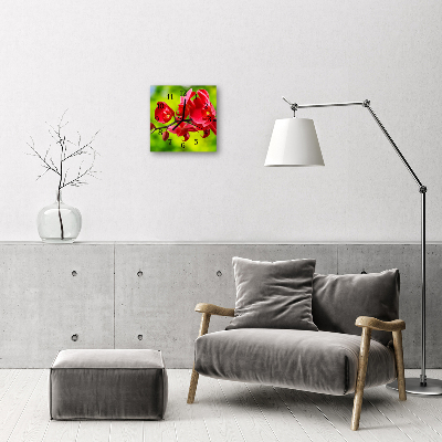 Horloge murale en verre Orchidée