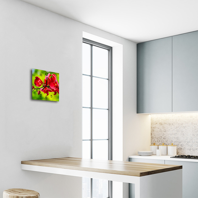 Horloge murale en verre Orchidée