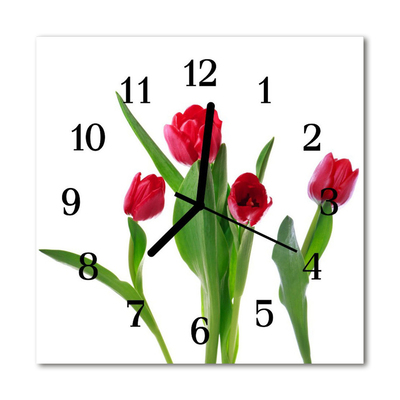 Horloge murale en verre Tulipes