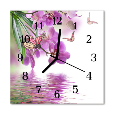 Horloge murale en verre Papillons