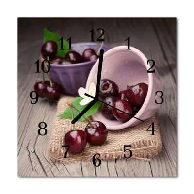 Horloge murale en verre Cerises