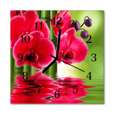 Horloge murale en verre Orchidée