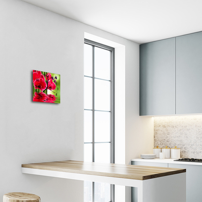 Horloge murale en verre Orchidée