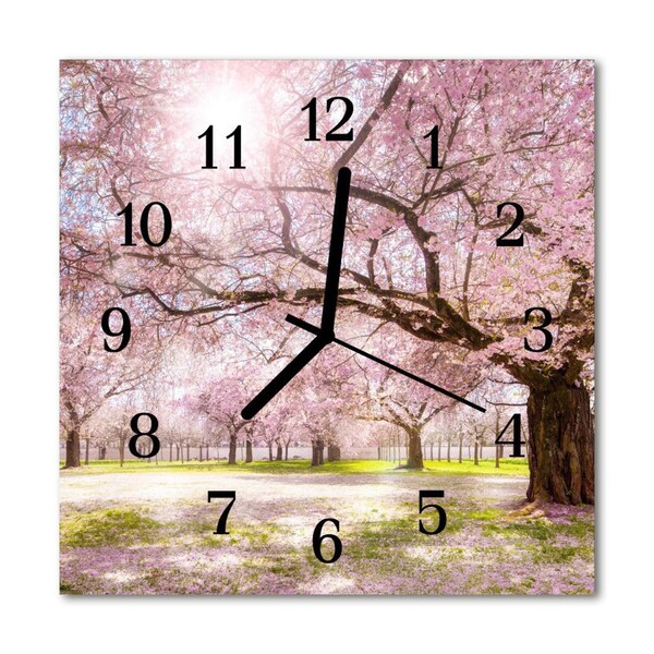 Horloge murale en verre Cerisiers