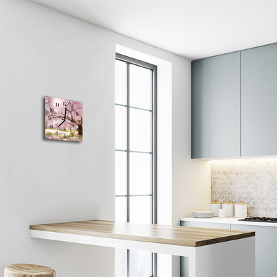 Horloge murale en verre Cerisiers