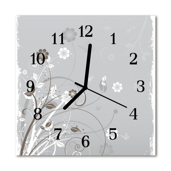 Horloge murale en verre Fleurs