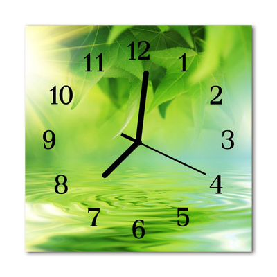 Horloge murale en verre Feuilles