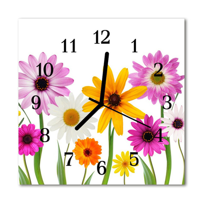 Horloge murale en verre Fleurs