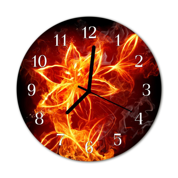 Horloge murale en verre Feu fleur