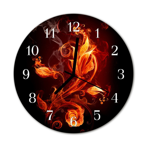 Horloge murale en verre Feu fleur