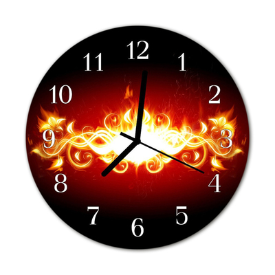 Horloge murale en verre Feu fleur