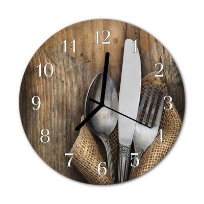 Horloge murale en verre Couverts