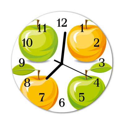 Horloge murale en verre Pommes