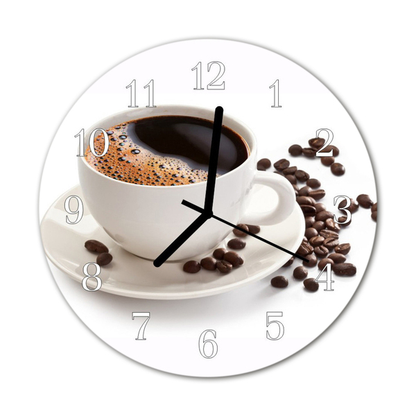 Horloge murale en verre Tasse à café