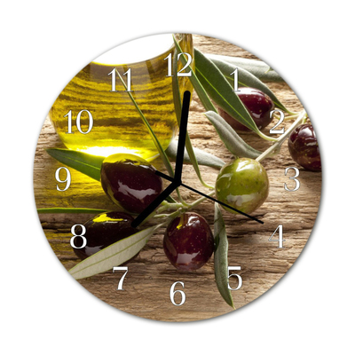 Horloge murale en verre Huile d'olive