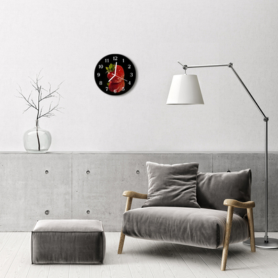 Horloge murale en verre Fraise