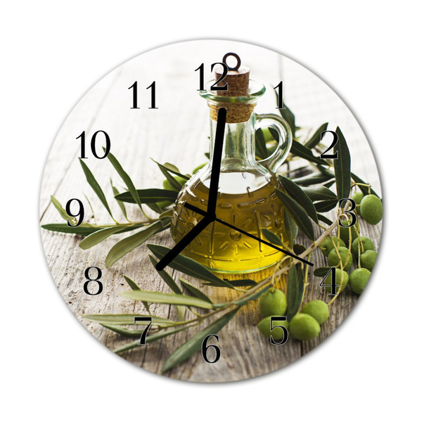 Horloge murale en verre Huile d'olive