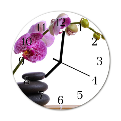 Horloge murale en verre Orchidée