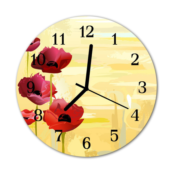 Horloge murale en verre Coquelicots