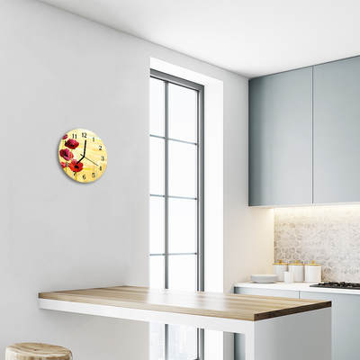 Horloge murale en verre Coquelicots